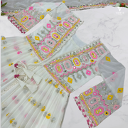 Laura Pristine Faux Georgette With Mirror Handwork Suit With Dupatta