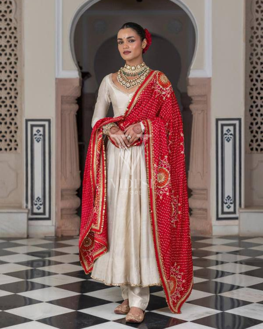 Leandra Elegant Chinon Lace Bordered Latkan Work Set