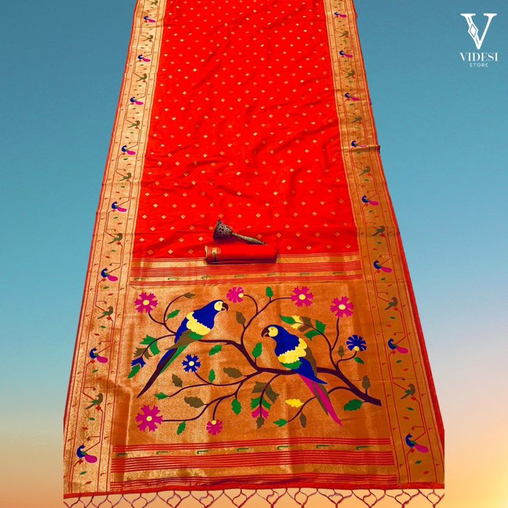 Leonor Pure Soft Kanchivram Pethani Silk with Zari Border Saree