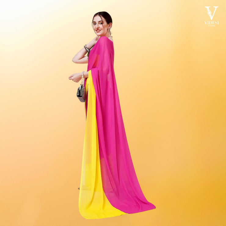 Liezel Striking Digital Printed Georgette Saree With Banglori Silk Blouse