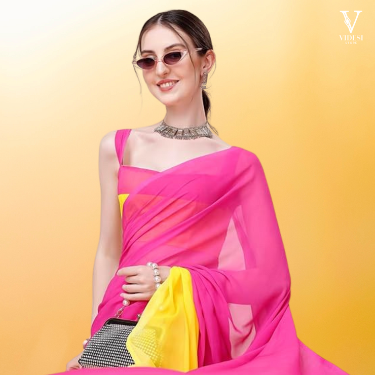 Liezel Striking Digital Printed Georgette Saree With Banglori Silk Blouse