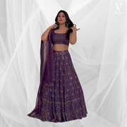 Lizzle Majestic Faux Georgette Thread With Sequined Work Lehenga