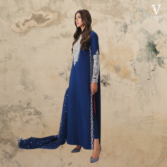 Magdalene Heavy Faux Georgette Top With Heavy Micro Cotton Bottom Suit