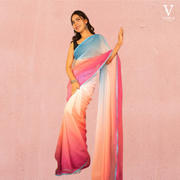 Maria Lively Digital Printed With Fancy Lace Faux Georgette Alia Bhatt Saree