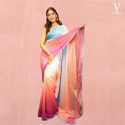 Maria Lively Digital Printed With Fancy Lace Faux Georgette Alia Bhatt Saree