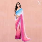Maria Lively Digital Printed With Fancy Lace Faux Georgette Alia Bhatt Saree