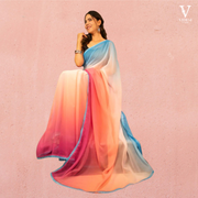Maria Lively Digital Printed With Fancy Lace Faux Georgette Alia Bhatt Saree