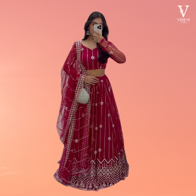 Mariela Radiant Soft Net Embroidered Sequined Lehenga