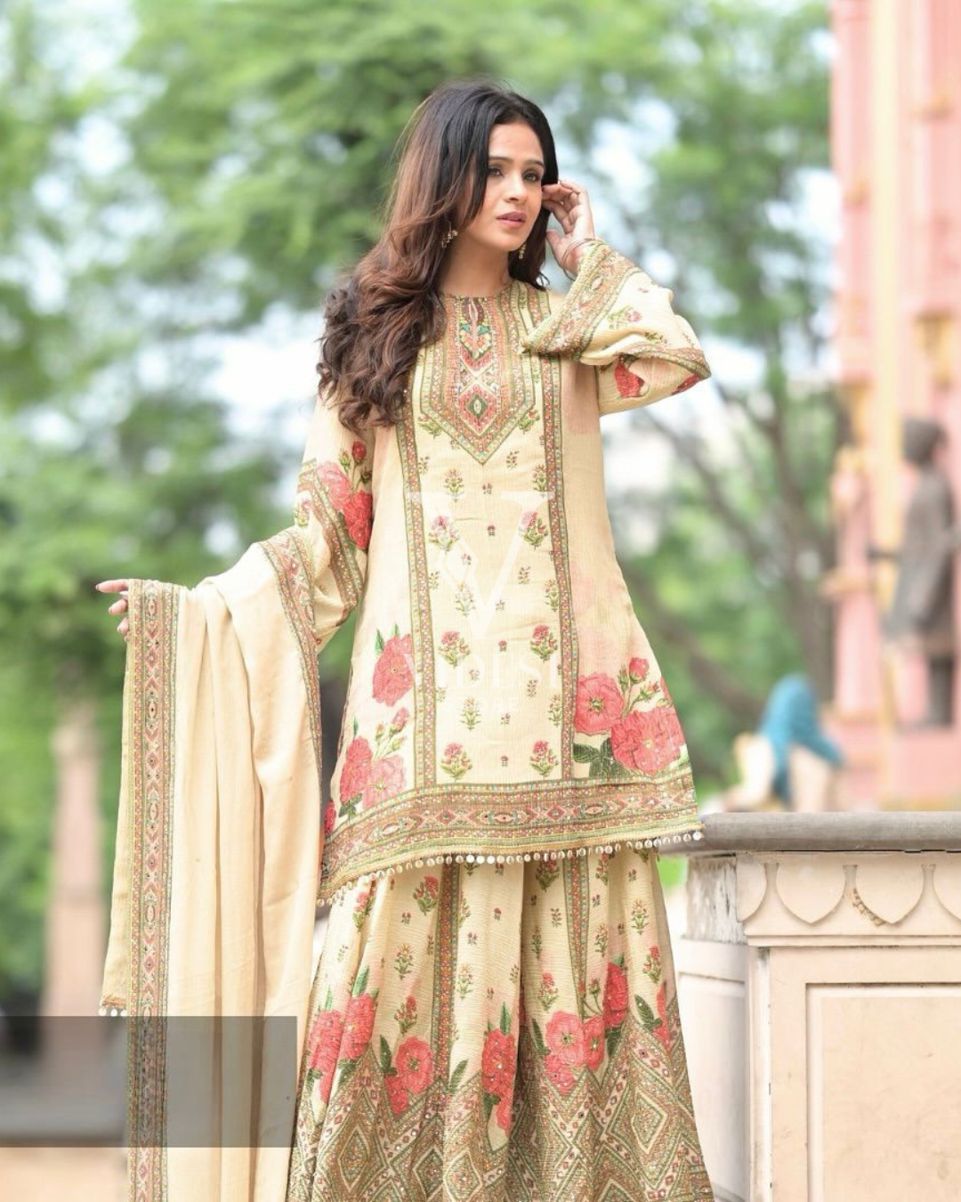 Martha Digital Printed Pure Chinon Silk Suit