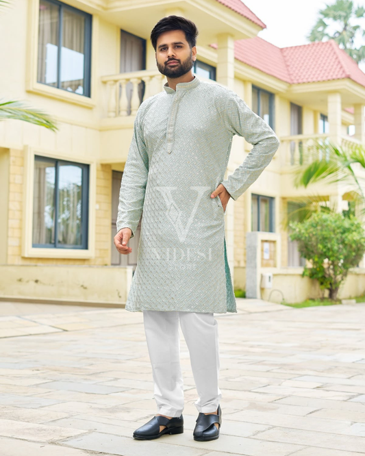 Mateo Men's Premium Rayon Embroidered Sequined Ethnic Wear