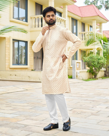 Mateo Men's Premium Rayon Embroidered Sequined Ethnic Wear