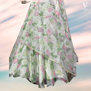 Melody Sleek Printed Organza Lehenga with Mono Banglori Choli