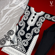 Mhia Elegant Faux Georgette Embroidered Kurti With Soft Butter Silk Pent