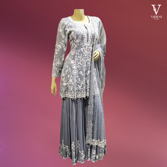 Michelle Heavy Embroidered Faux Georgette Suit With Soft Butterfly Net Dupatta