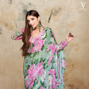Rhea Premium Digital Printed Chinon Silk With Ruffles Lehenga