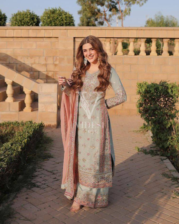 Roma Faux Georgette Embroidered Sharara Set with Sequin Work & Lace Dupatta