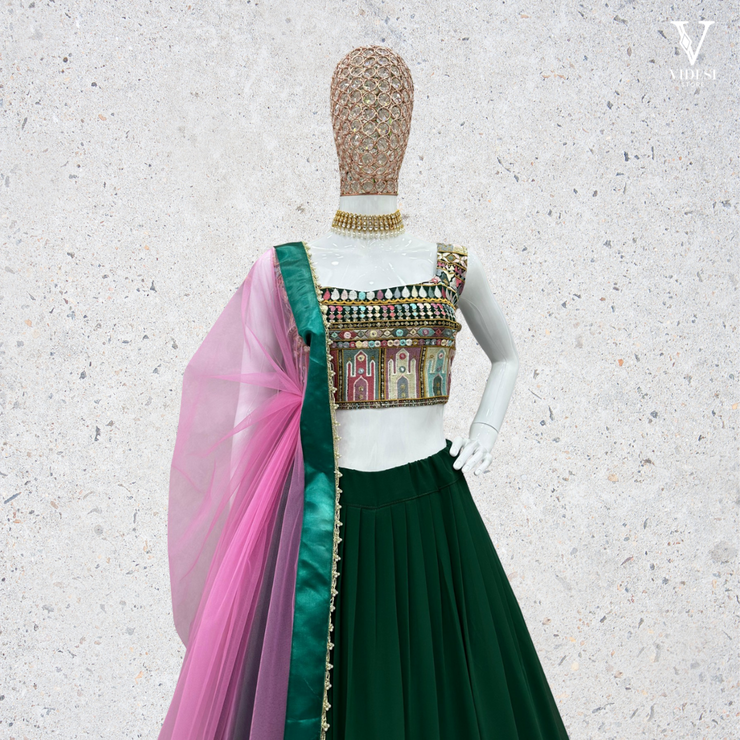 Roxanne Stylish Faux Georgette Sequined Lehenga With Soft Net Dupatta
