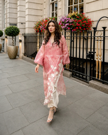 Samaira Soft Blush-Pink Sheesha Silk Suit