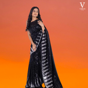 Samantha Premium Black Georgette Saree With Mono Silk Blouse