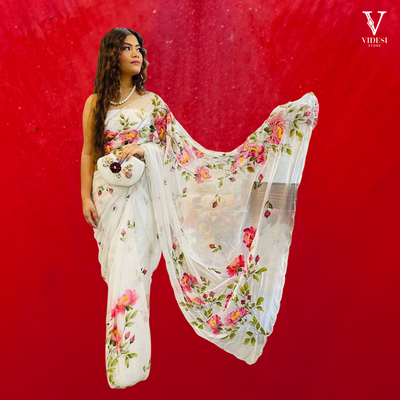 Sarah Radiant Heavy Organza Silk Saree With Banglori Satin Silk Blouse