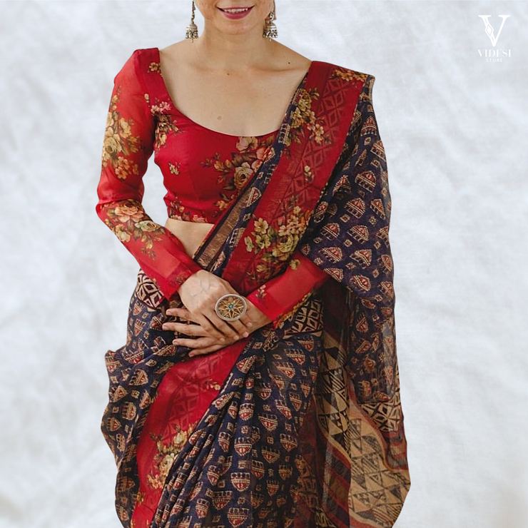 Multiple Faux Georgette Digital Printed Saree