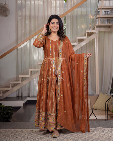 Sonya Sequined Embroidered Heavy Faux Blooming Georgette Set