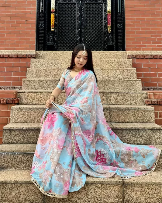 Sophie Digital Printed Soft Georgette Saree