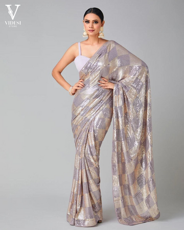 Thalia Elegant Sequined Faux Georgette Saree