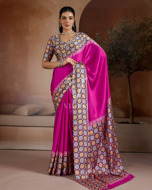 Thea Traditional Pure Ajrakh Modal Satin Saree