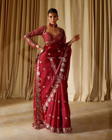 Tia Elegant Sequined Embroidered Georgette Saree