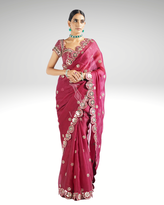 Tia Elegant Sequined Embroidered Georgette Saree