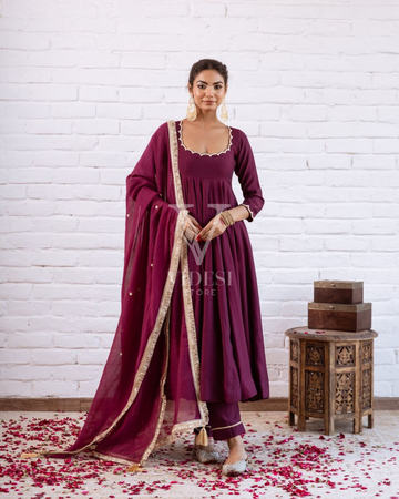 Valentina Modern Beaded Vichitra Silk Anarkali Gown