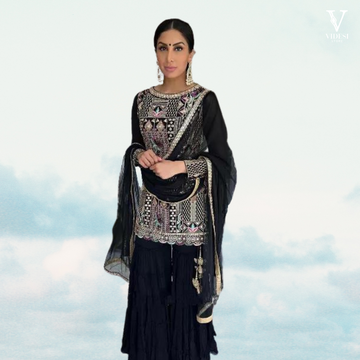 Vanessa Stylish Embroidered Dubal Sequined Faux Georgette Suit