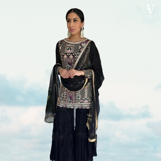 Vanessa Stylish Embroidered Dubal Sequined Faux Georgette Suit