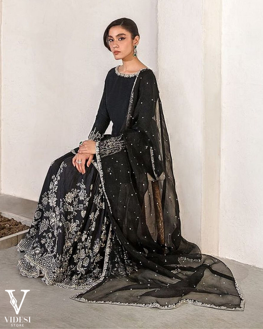 Virginia Classic Sequined Faux Georgette Sharara Suit