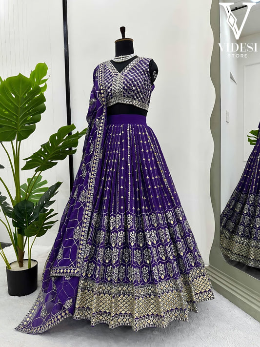 Rebecca Sophisticated Sequined Faux Georgette Lehenga