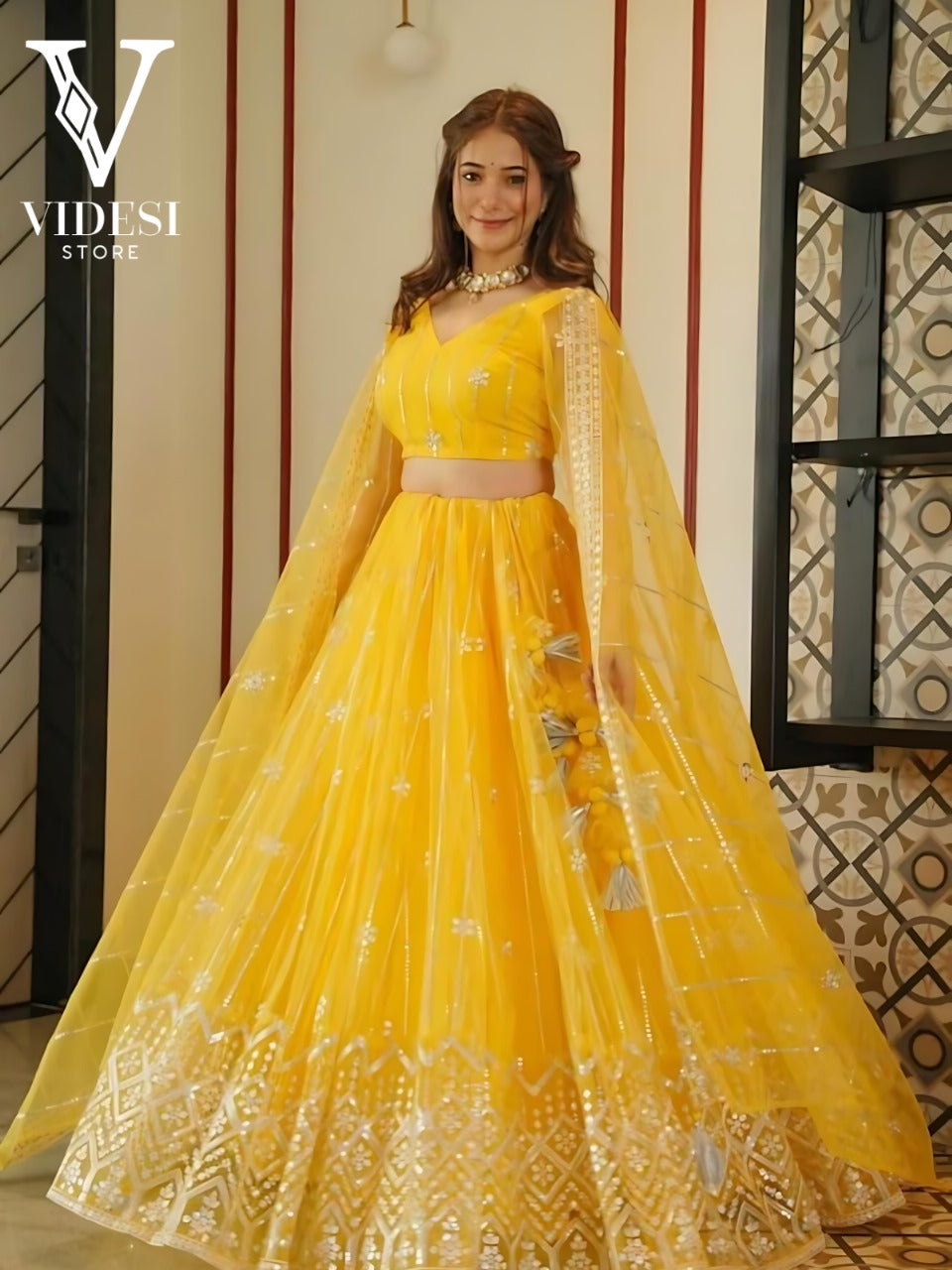 Mariela Radiant Soft Net Embroidered Sequined Lehenga
