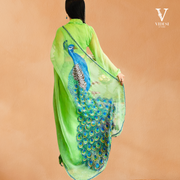 Ynez Modish Soft Organza Digital Printed Peacock Saree
