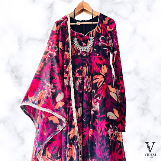 Ysabel Stylish Digital Printed Faux Georgette With Crepe Silk Pent and Dupatta