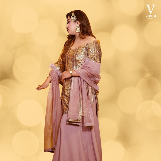 Zarina Dreamy Sequined Faux Georgette Suit With Heavy Net Dupatta