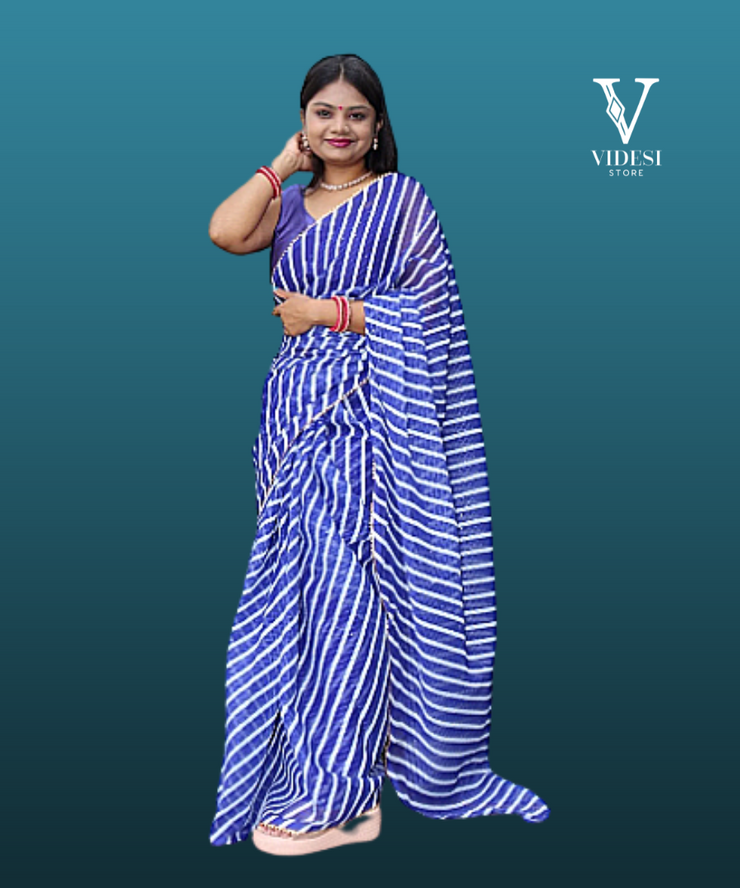 Rhian Striking Silk Satin with Digital Work Crochet Premium Georgette Saree