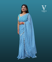 Rhian Striking Silk Satin with Digital Work Crochet Premium Georgette Saree
