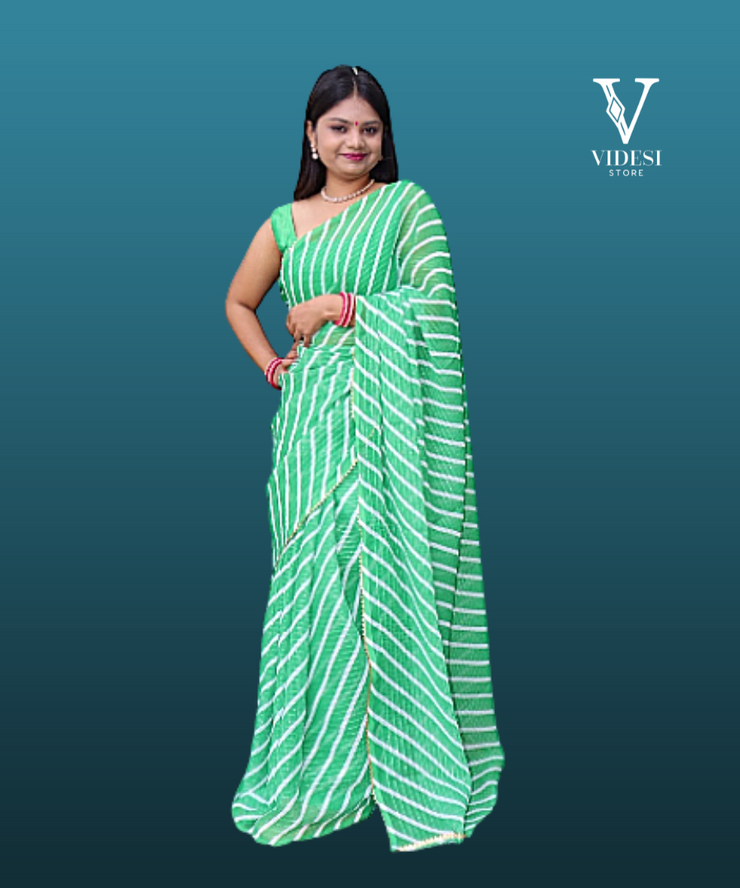 Rhian Striking Silk Satin with Digital Work Crochet Premium Georgette Saree