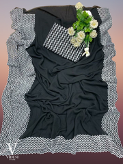 Zoya Precious Black Georgette Banglori Satin Cutwork Border Embroidered Saree