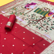 Addison Classic Paithani Special Pure Silk with Zari Weaving and Rich Pallu Saree with Weaving Belt
