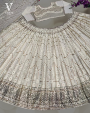 Alisha Lavish Faux Georgette with Diamond Hand Work Heavy Embroidered Lehenga