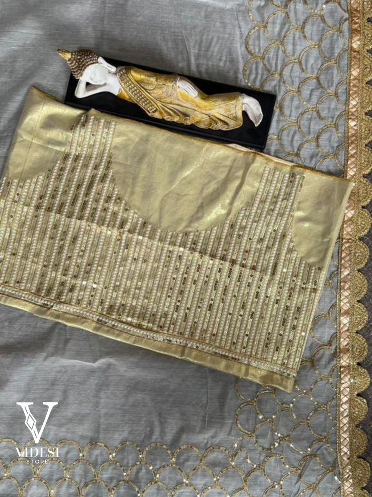 Anika Flawless Rajwadi Chanderi with Cording Sequins Foil Paper Lace Saree