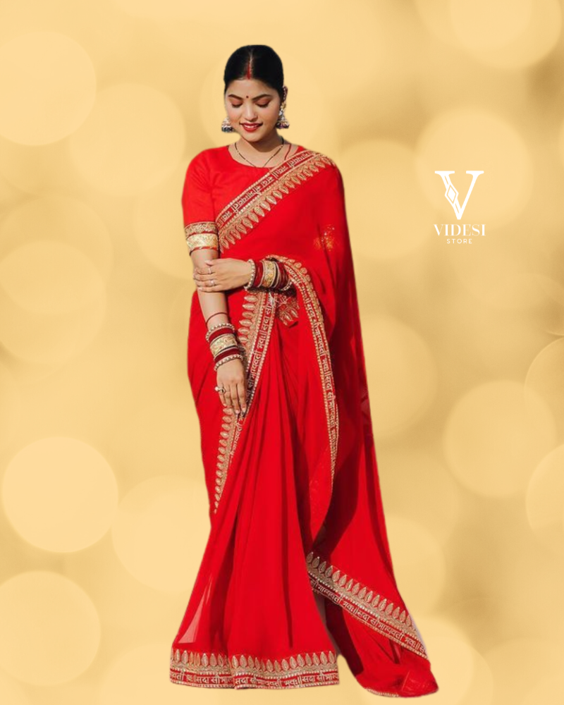 Aniya Gorgeous Faux Georgette Banglori Silk Embroidered Lace Border Saree