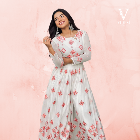 Arianna Flowy Heavy Faux Georgette Embroidered Sequined Jumpsuit