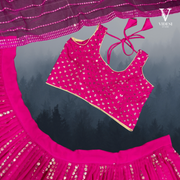 Aurelia Flush Pink Embroidered Sequined Georgette Lehenga with Soft Net Dupatta